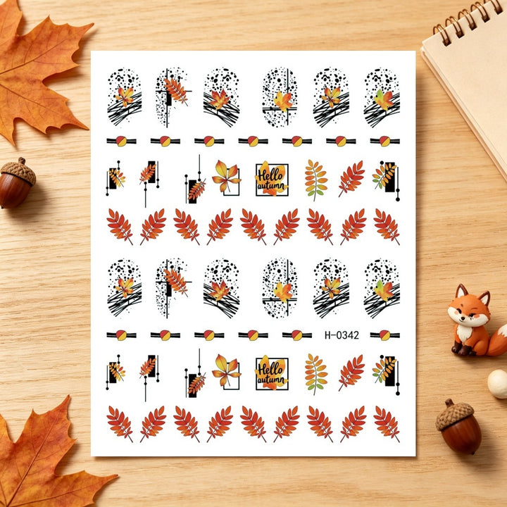 Autumn-Themed Nail Art Stickers