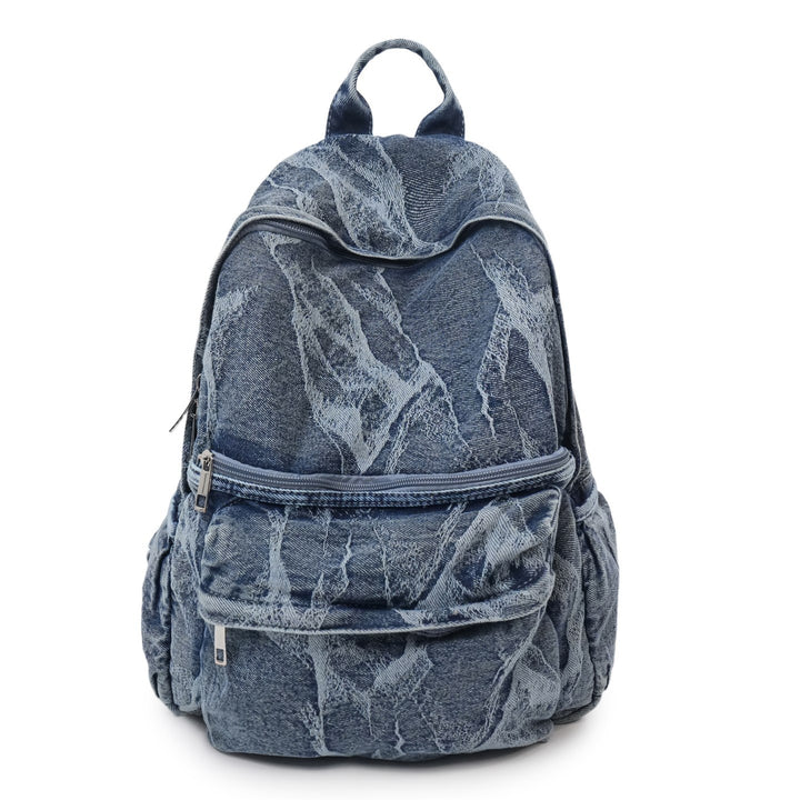 Stylish Textured Denim Backpack Bowlift