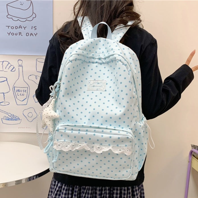 Decorative Star-Print Backpack Bowlift