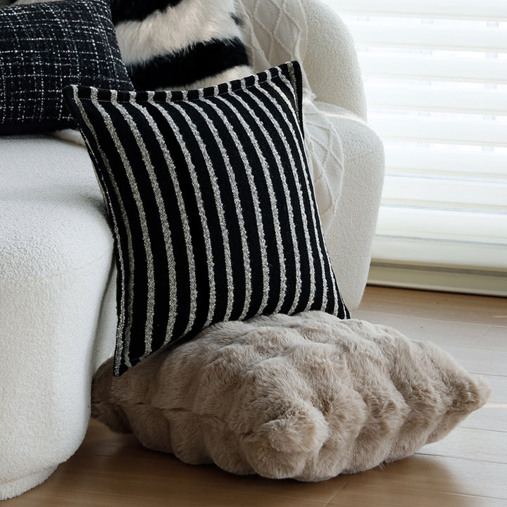 Rectangular cushion cover made of textured bouclé-tweed blend with concealed zipper Bowlift