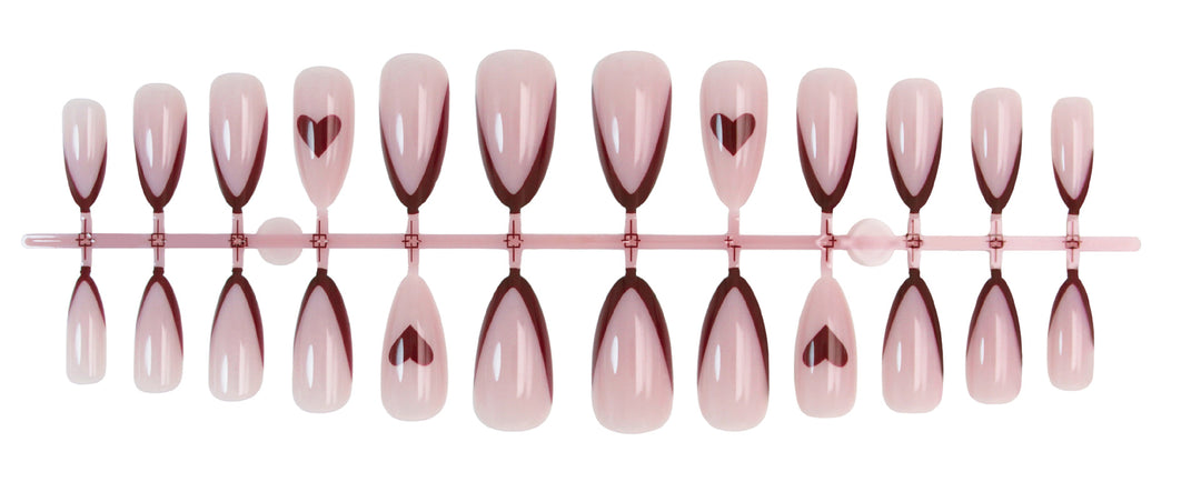 Artificial nail set with romantic hearts and elegant tips Bowlift