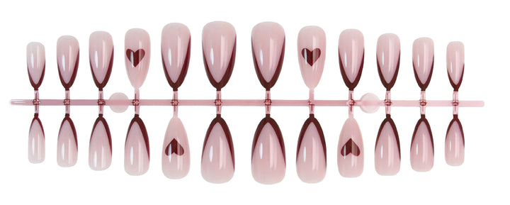 Artificial nail set with romantic hearts and elegant tips Bowlift