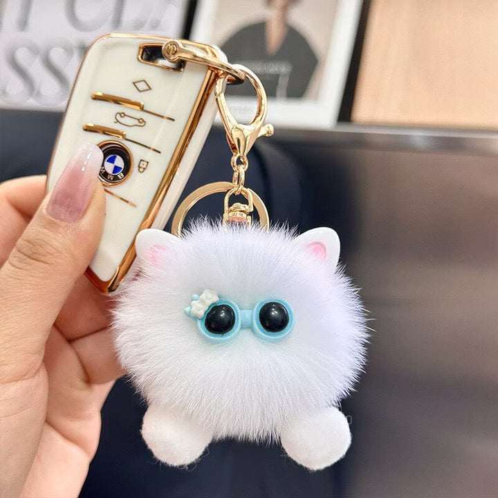 Furry Cat Plush Keychain Bowlift