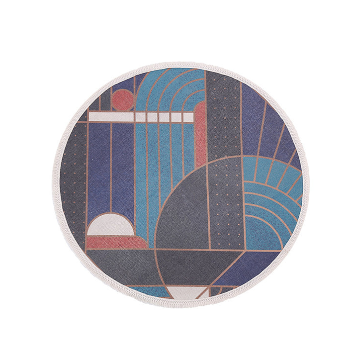 Round Decorative Living Room Carpet with Modern Geometric Pattern Bowlift