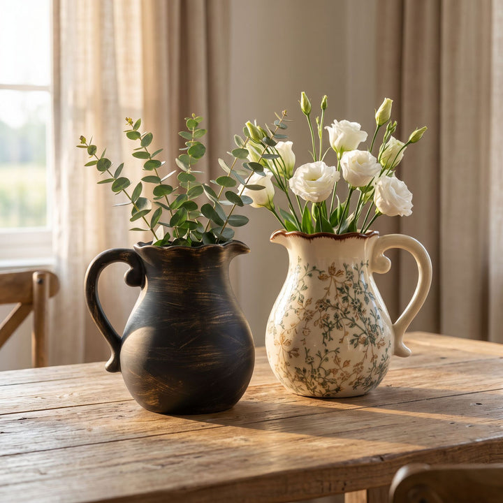 Elegant ceramic jug with floral patterns Bowlift