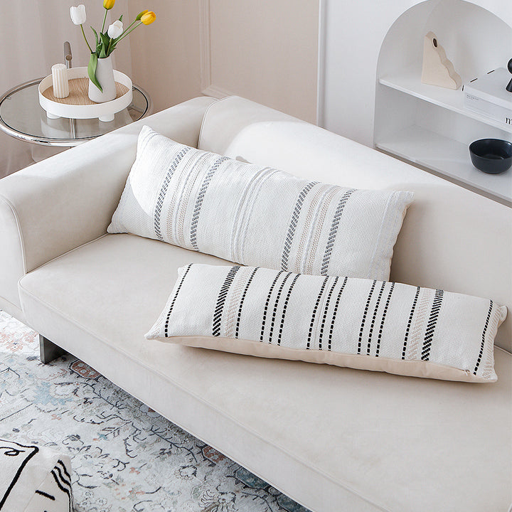 Long woven cushion cover in Boho stripe look with cotton texture Bowlift