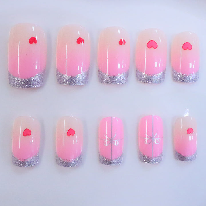 Heart-Embellished Elegant Nail Art Extensions Bowlift