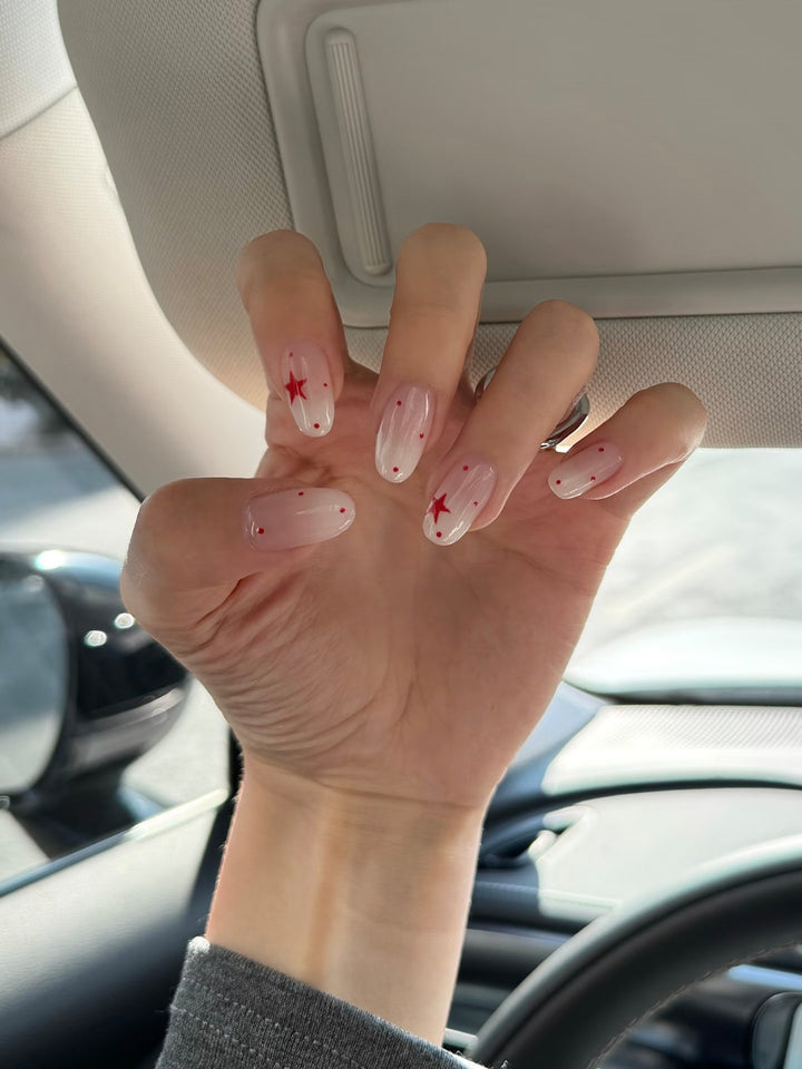 Artistic Press-On Nail Set with Star Accents