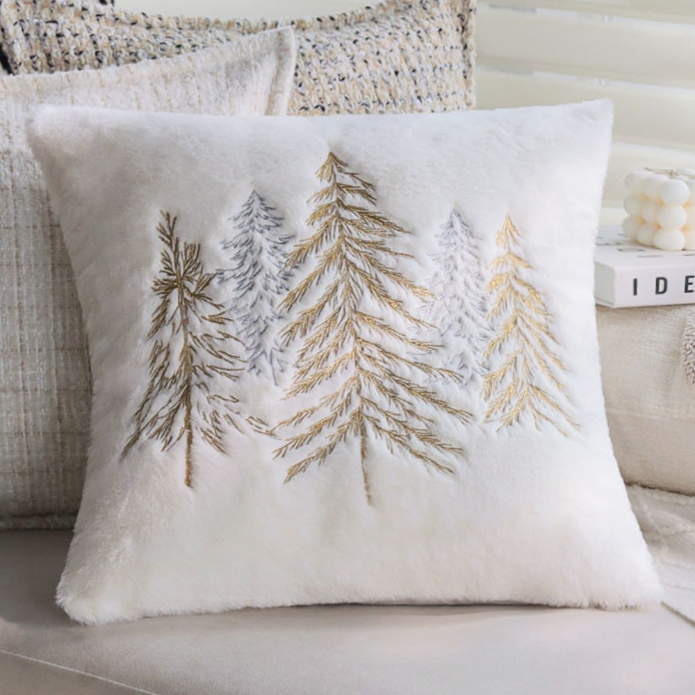 Rectangular plush decorative pillow with textured knit look and metal eyelets Bowlift