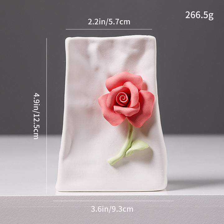 Decorative Floral Relief Ceramic Vase Bowlift