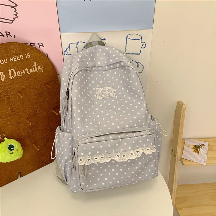 Decorative Star-Print Backpack Bowlift