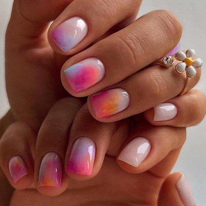 Artificial nail set with elegant gradient and glittering accents Bowlift