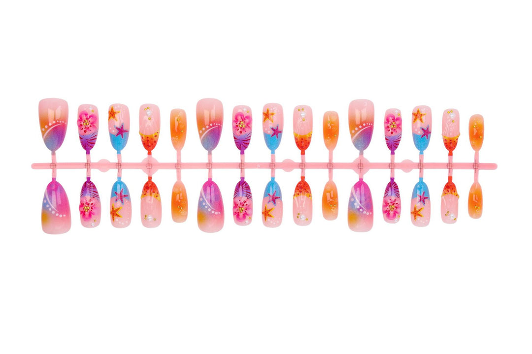Elegant artificial nails with floral designs Bowlift