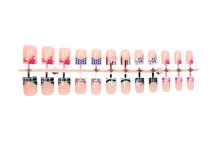 Acrylic Nail Set with Playful Bows and Patterns Bowlift