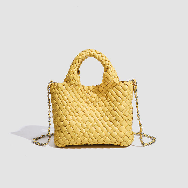 Woven Handheld Tote Bag with Chain Strap