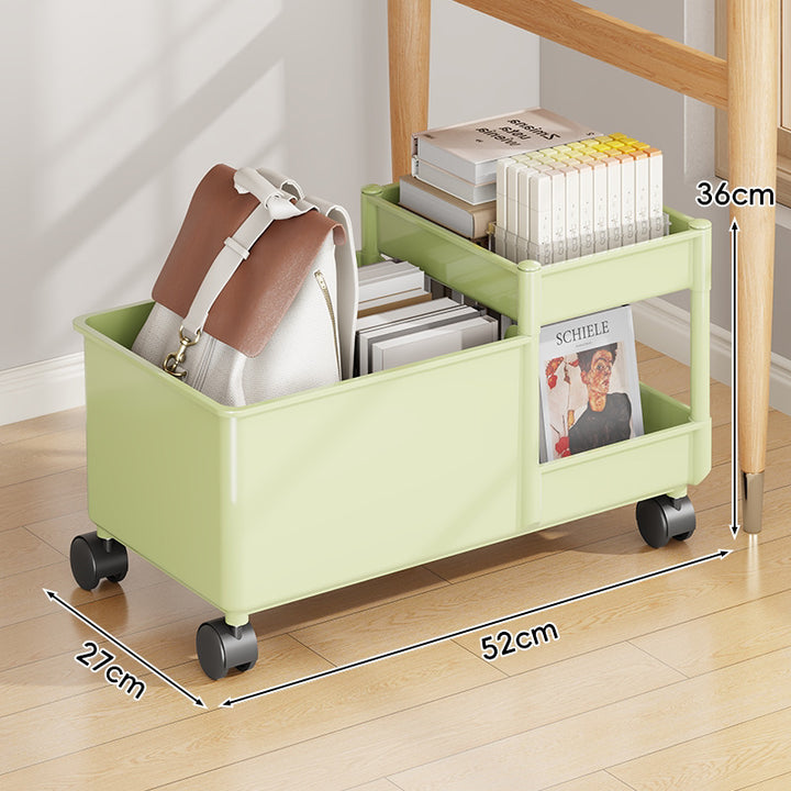 Multi-Tier Rolling Utility Organizer Cart with Deep Bin and Locking Casters