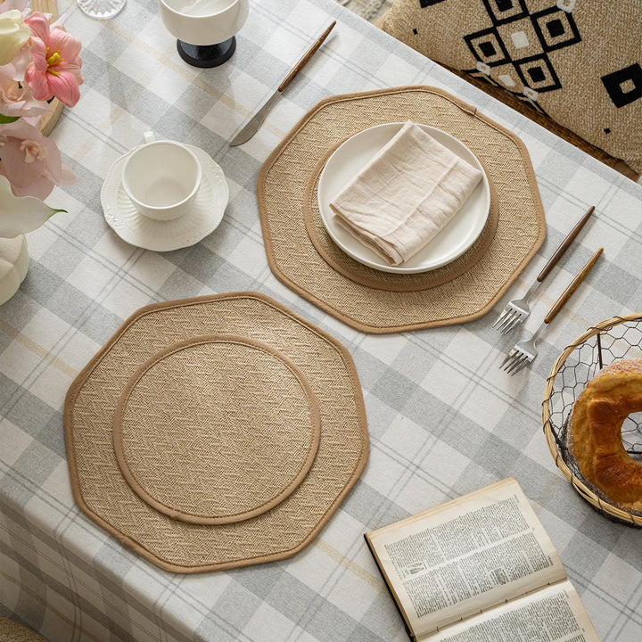 Straw sun hat with wide octagonal brim and cotton inner band Bowlift