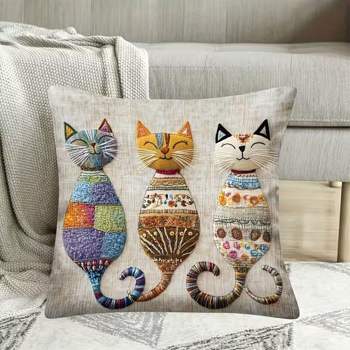 Decorative Cat-Themed Throw Pillow