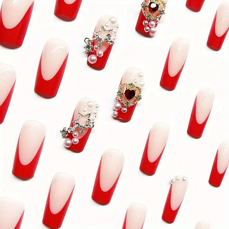 Artistic Press-On Nail Extensions with Decorative Elements Bowlift