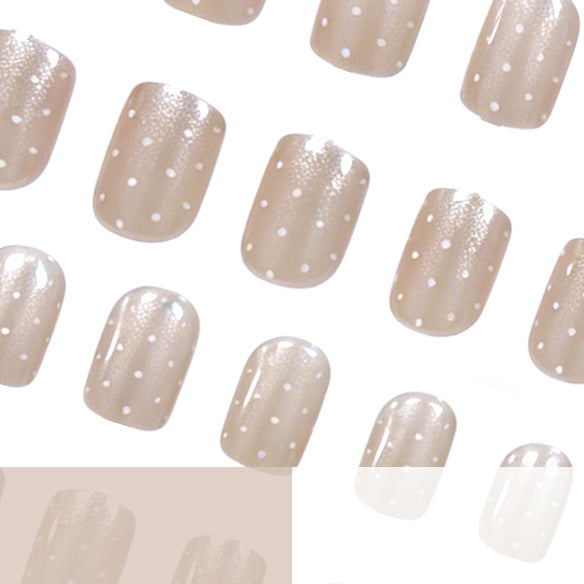 Elegant Glitter and Dot Acrylic Nail Enhancements Bowlift