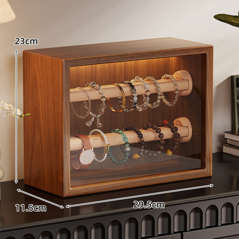 Wooden Glass-Front Bracelet and Watch Display Organizer