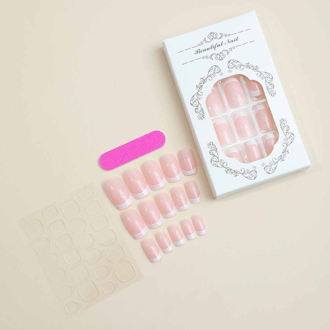Artificial nail set with elegant French manicure design Bowlift