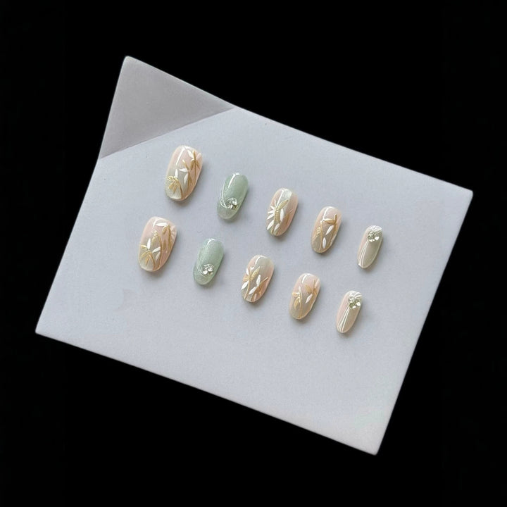 Decorative Floral Press-On Nail Set  1791772955