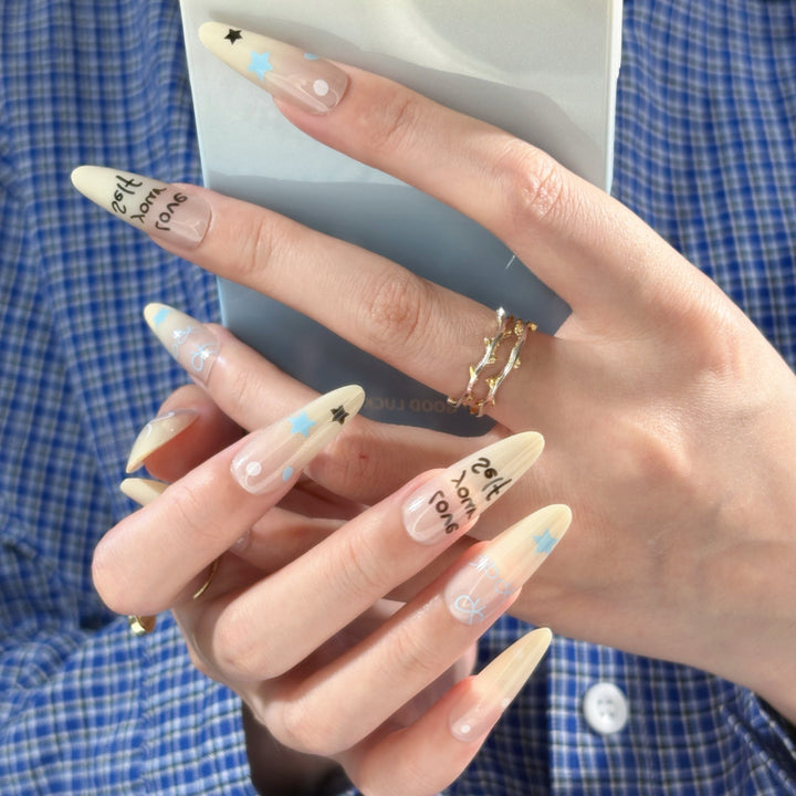 Crystal-Embellished Long Stiletto Press-On Nails