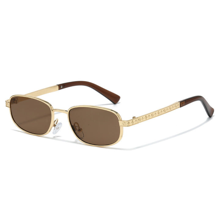 Stylish Rectangle Frame Sunglasses with Nose Pads Bowlift