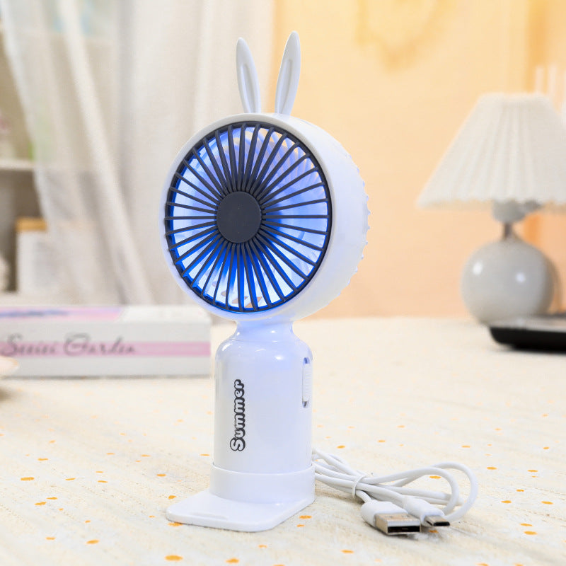 Women's Portable Hand Fan with Cute Ears Bowlift