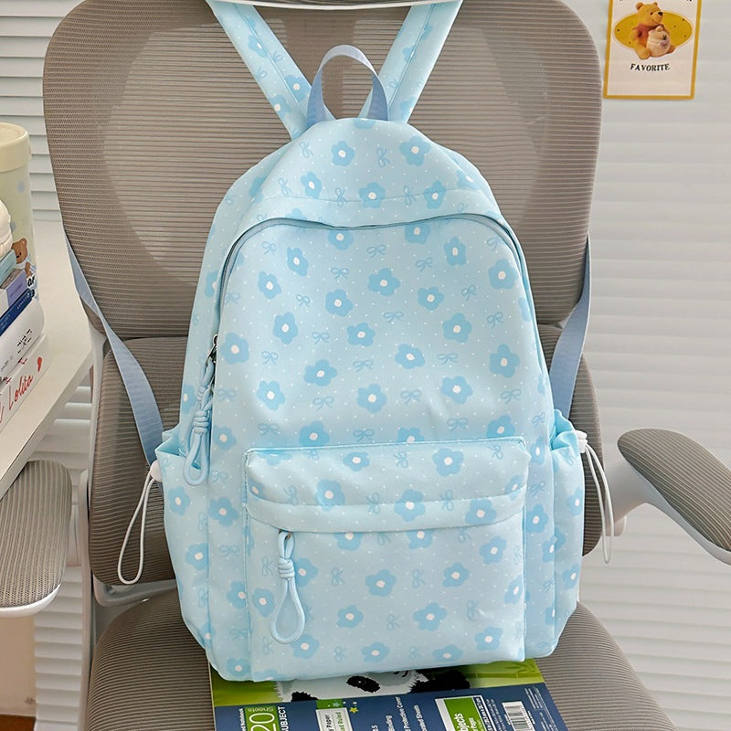 Floral-Embellished Patterned Backpack Bowlift