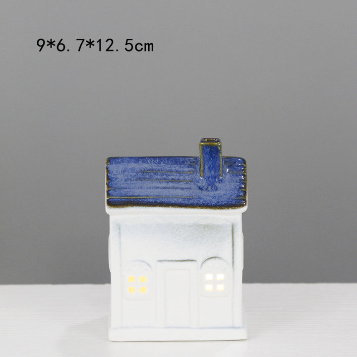 Ceramic House-Shaped Decorative Lantern Bowlift