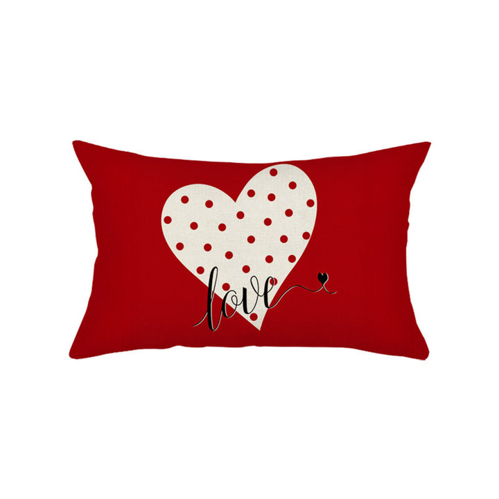 Rectangular Valentine's Heart Graphic Cotton-Linen Throw Pillow Cover