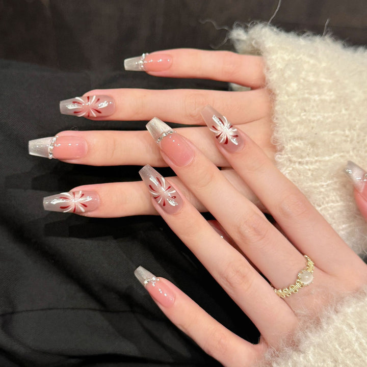 Elegant Floral-Design Press-On Nails Set