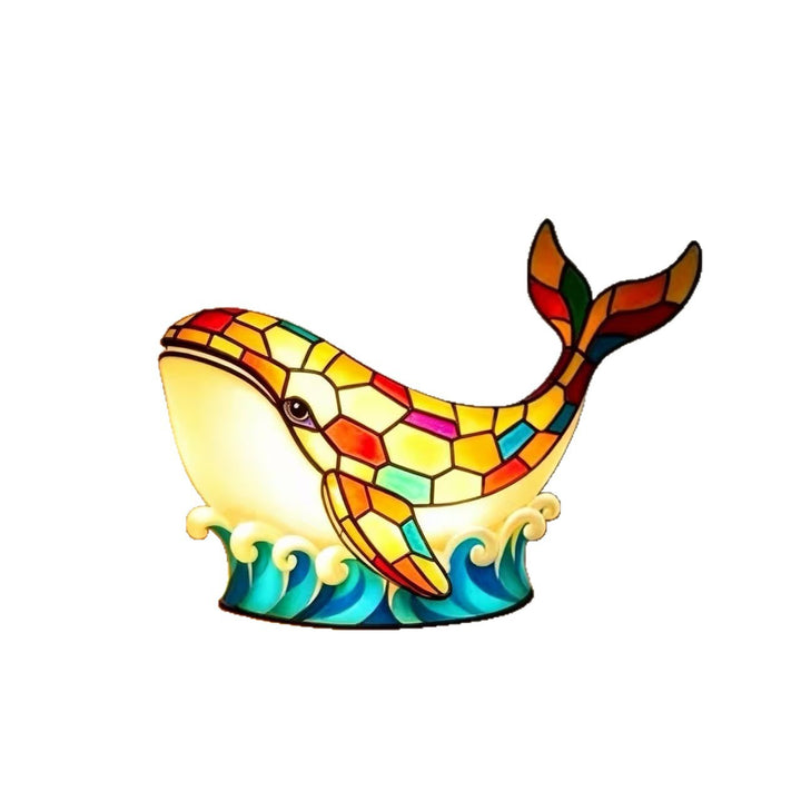 Stained Glass Dolphin Night Light Lamp Bowlift