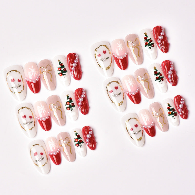 Festive Holiday-Themed Press-On Nail Design