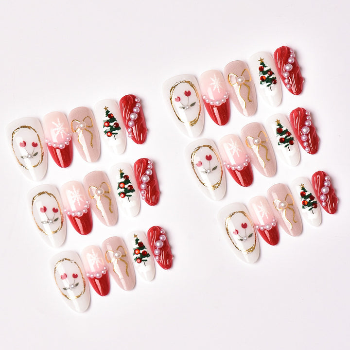 Festive Holiday-Themed Press-On Nail Design