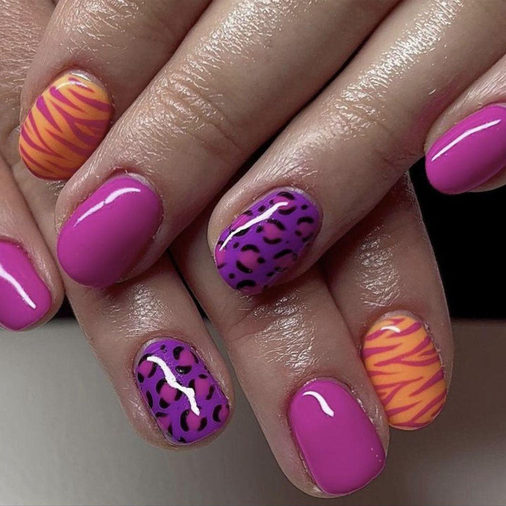 Creative art nails with animal motif and gradient Bowlift
