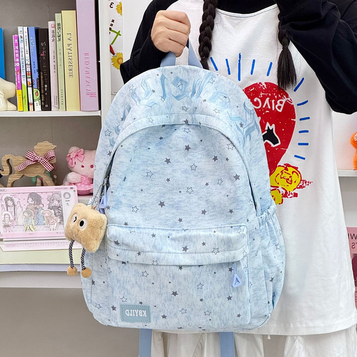 Stylish Star-Embellished Corduroy Backpack Bowlift