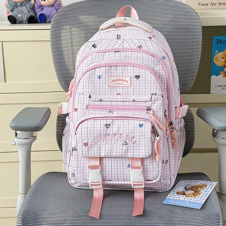 Cute Heart-Embellished Casual Backpack Bowlift