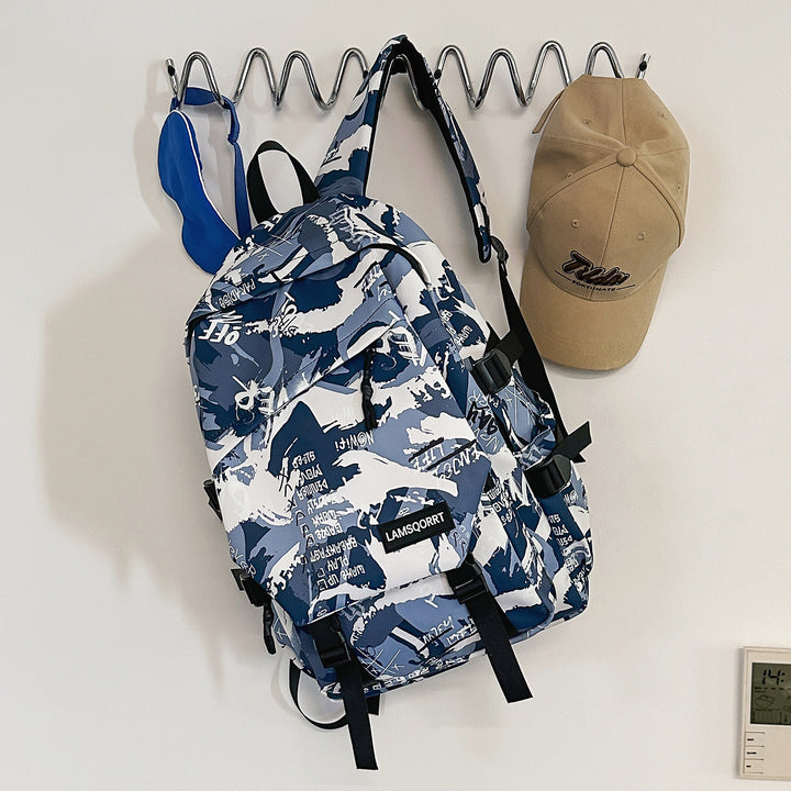 Graffiti Print Casual Backpack Bowlift