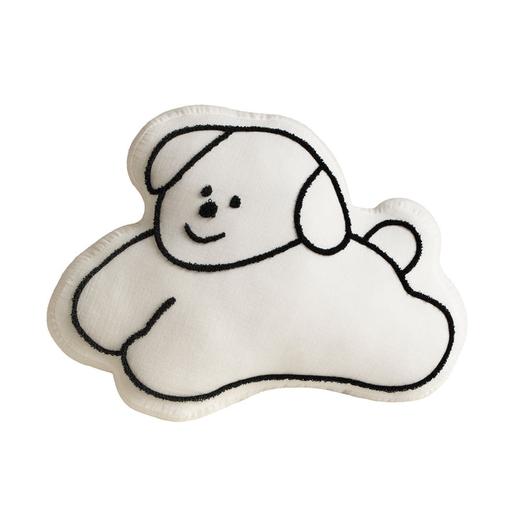 Cute cloud cuddle pillow with dog motif and chenille contour Bowlift