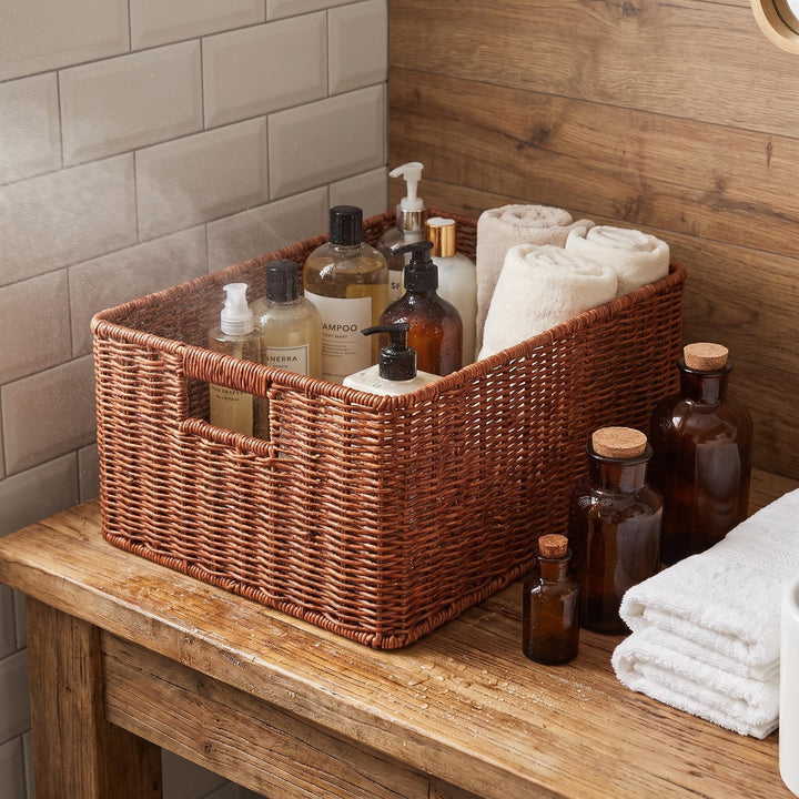 Handwoven Rectangular Storage Basket Bowlift