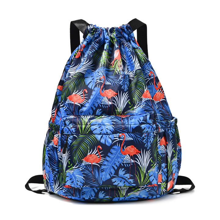 Drawstring Elephant Print Backpack Bowlift