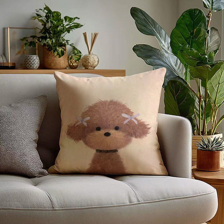 Plush Decorative Dog-Themed Throw Pillow