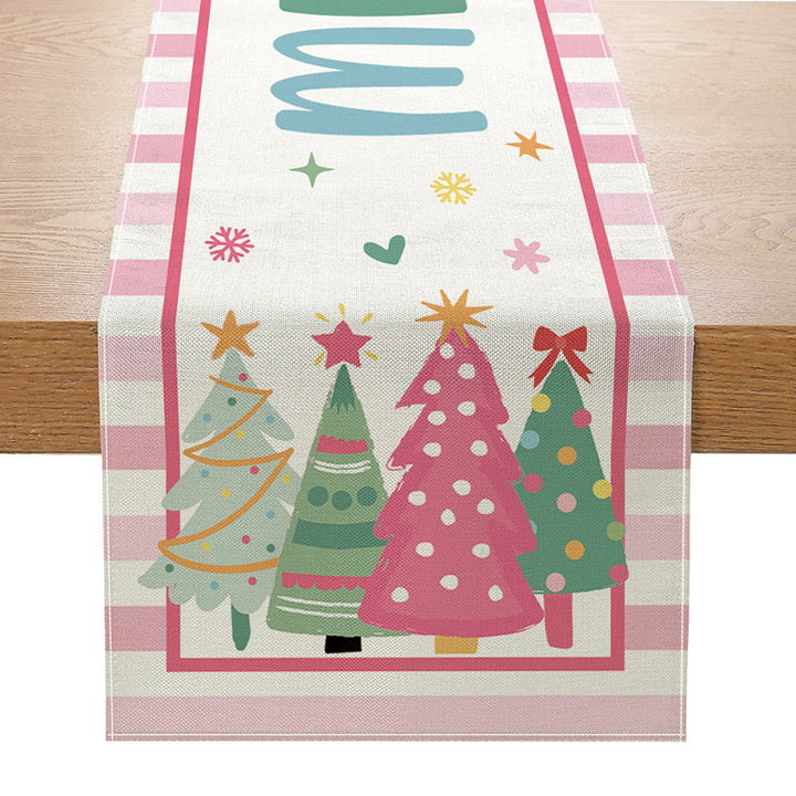 Festive Cotton-Linen Gingerbread Holiday Table Runner