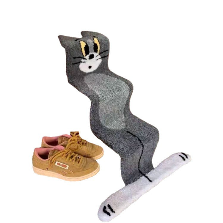 Cartoon Cat-Themed Plush Floor Mat Bowlift