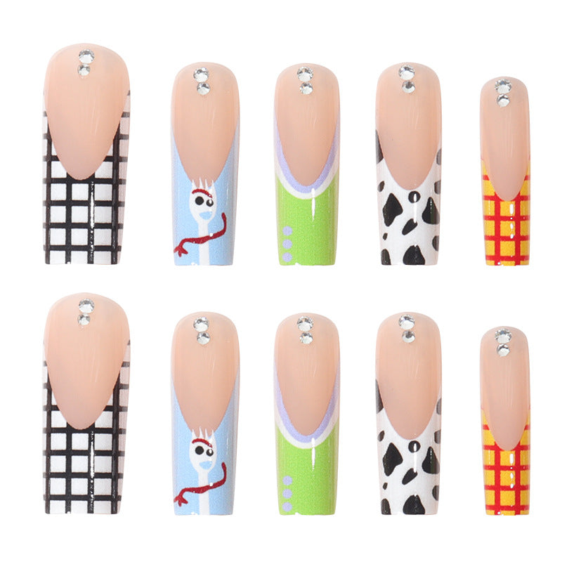 Artistic Patterned Long Press-On Nails Bowlift
