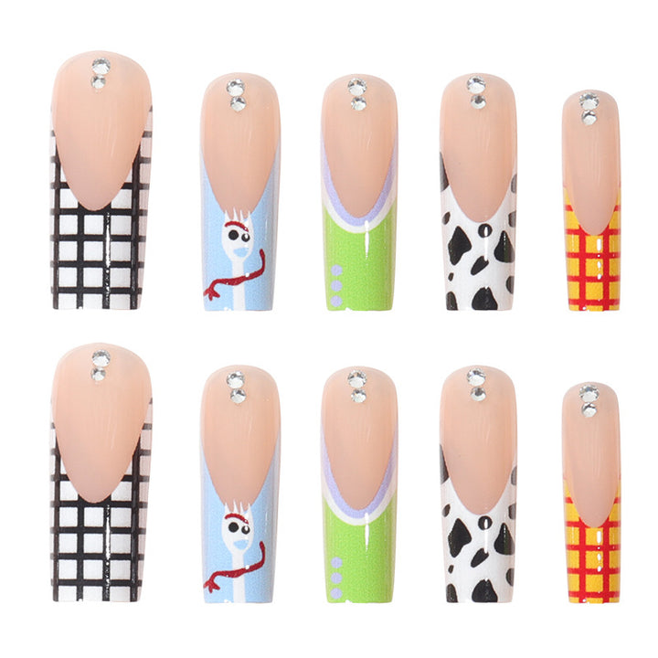 Artistic Patterned Long Press-On Nails Bowlift