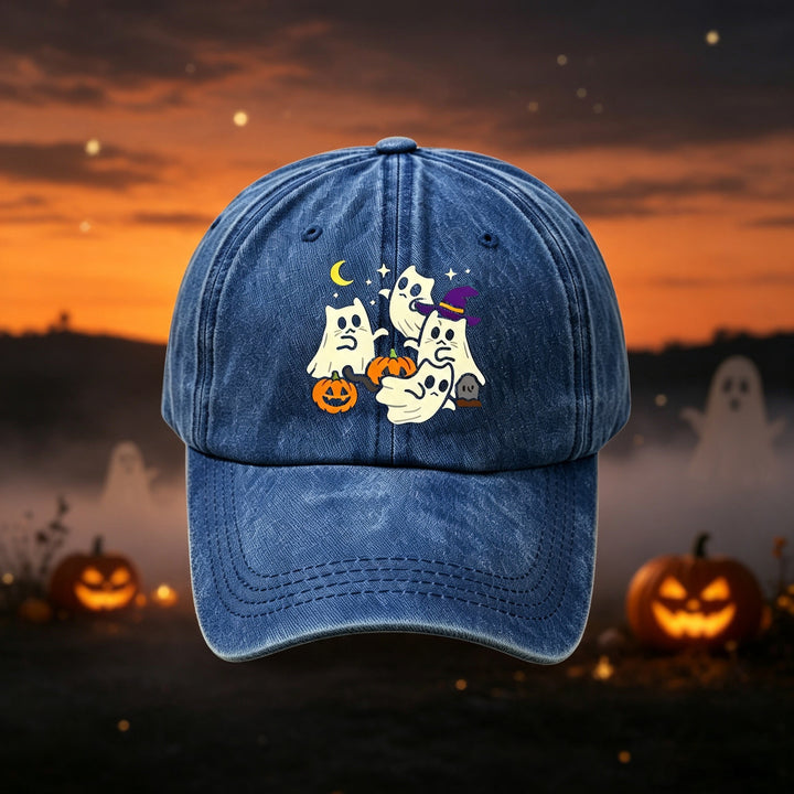 Halloween Cartoon Ghost Embroidered Cotton Baseball Cap Bowlift